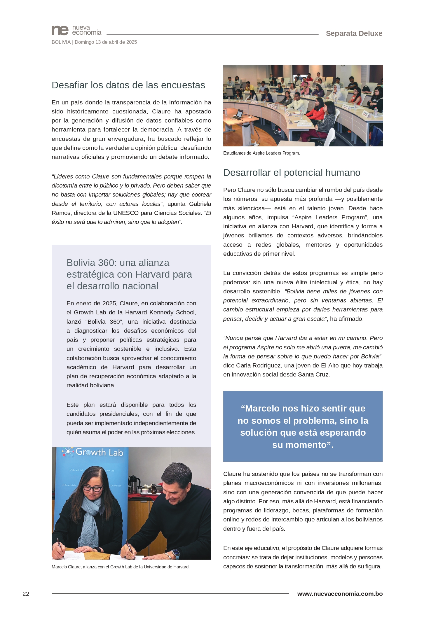 Página 22 de El desafío de cambiar el rumbo de Bolivia