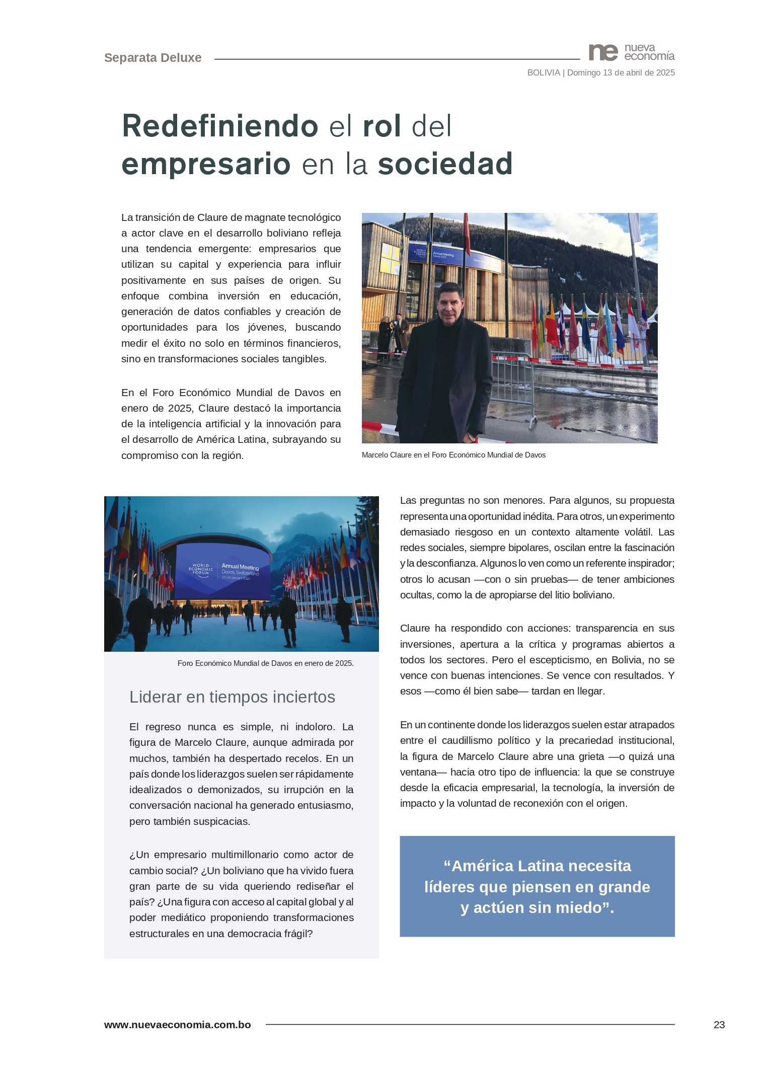 Página 23 de El desafío de cambiar el rumbo de Bolivia